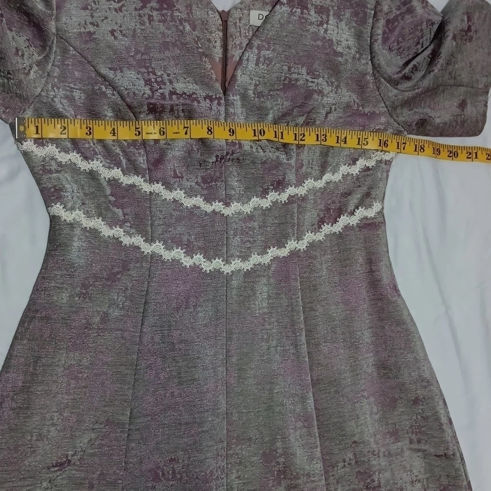 NWT D. CHIC Coquette Velvet Purple/ Gray Princess Cut Size L - Picture 7 of 11